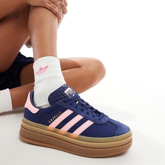 ADIDAS | 6 | Gazelle Bold Thick Gum Sole Platform Lace Up Striped Sneakers NIB - Picture 3 of 13